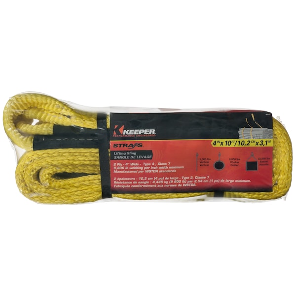 Keeper 10'X4" Lift Sling, 2 Ply, Flat Loop, 11000/8800/22000 2642 - main